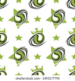 Tennis Ball King Star Seamless Pattern Vector