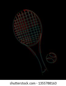 Tennis & ball Line art icon. Text and background Design.