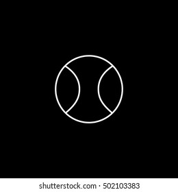 Tennis Ball Line Icon On Black Background