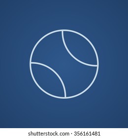 Tennis ball line icon for web, mobile and infographics. Vector light blue icon isolated on blue background.