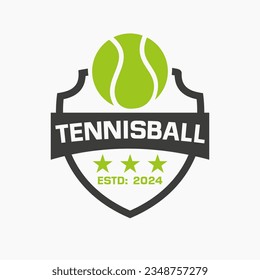 Tennis Ball Logo Concept With Shield and League Symbol