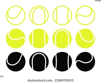 Tennis ball logo. Isolated tennis ball on white background. Ball set