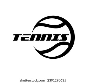 Tennisball, Logo-Vorlage. Aktives Sport- und Tennisturnier, Meisterschaft