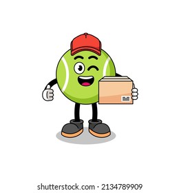 tennis ball mascot cartoon as an courier , character design