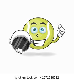 The Tennis ball mascot character becomes an astronaut. vector illustration