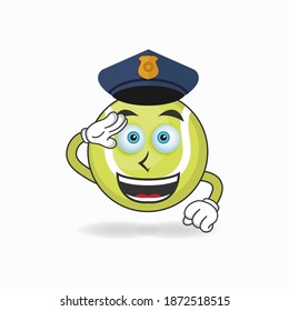 The Tennis ball mascot character becomes a policeman. vector illustration