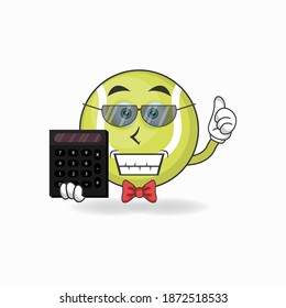 The Tennis ball mascot character becomes an accountant. vector illustration