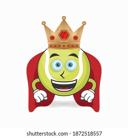 The Tennis ball mascot character becomes a king. vector illustration