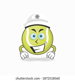The Tennis ball mascot character becomes a captain. vector illustration