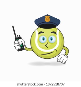 The Tennis ball mascot character becomes a policeman. vector illustration