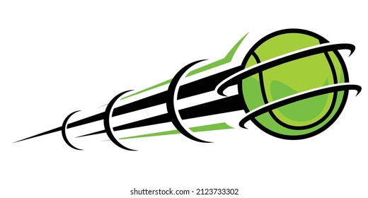 Tennis ball moving swoosh elements, ball with motion trails