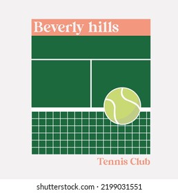 TENNIS BALL AND NET, BEVERLY HILLS