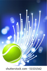 Tennis Ball on Abstract Internet Background Original Illustration