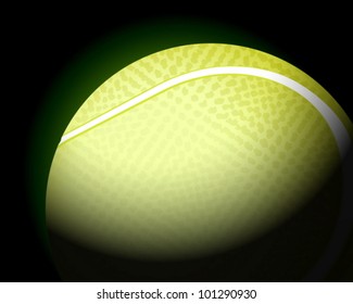 Tennis ball on black background. Vector illustration.