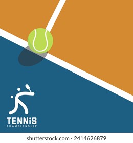 Tennis ball on court background ,Flat Modern design, Illustrations for use in online sporting events , Illustration Vector  EPS 10