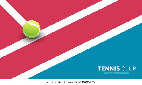 Tennis ball on tennis court background, Illustrations for use in online sporting events , Illustration Vector EPS 10