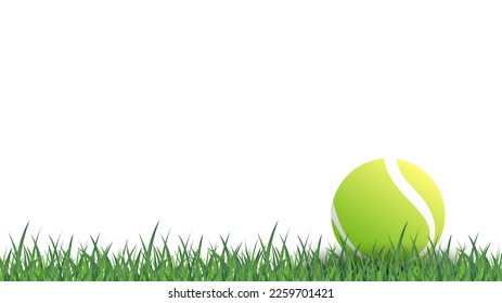 Tennis ball on  grass tennis court background Illustrations for use in online sporting events , Illustration Vector  EPS 10