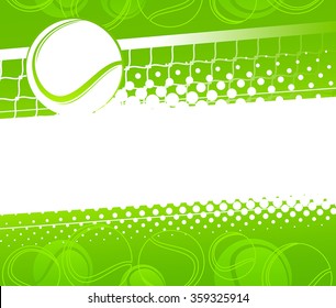 Tennis ball on a green background