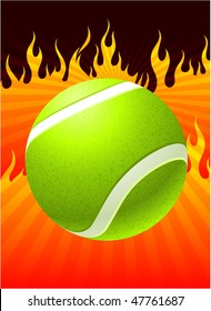 Tennis Ball on Hell Background Original Vector Illustration