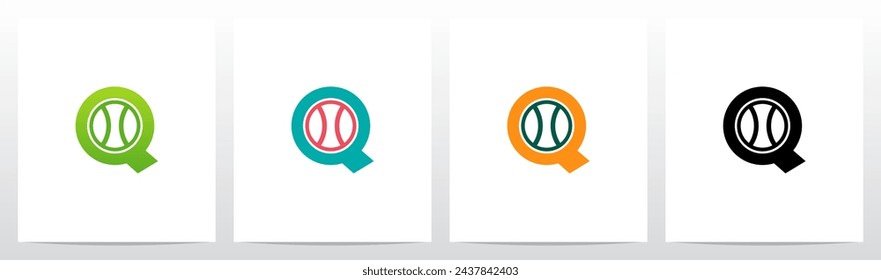 Pelota de tenis en la letra Diseño de logotipo inicial Q