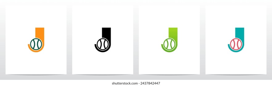 Tennis Ball on Letter Initial Logo Design J