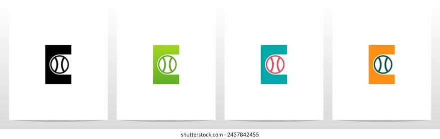 Tennis Ball on Letter Initial Logo Design E