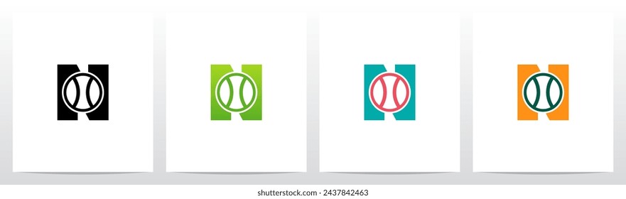 Tennis Ball on Letter Initial Logo Design N