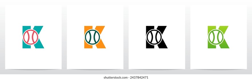 Tennisball auf Buchstaben Initial Logo Design K