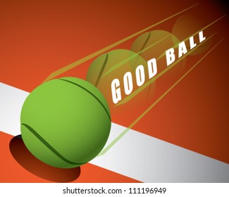 A tennis ball on the line