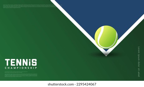 Tennis ball on  line tennis court background Illustrations for use in online sporting events , Illustration Vector  EPS 10
