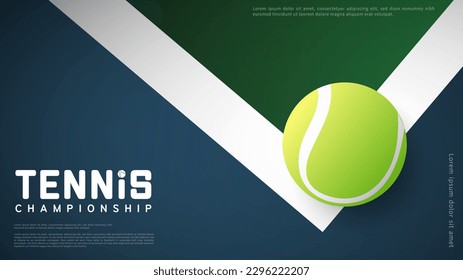 tennis ball on line court background Illustrations for use in online sporting events , Illustration Vector  EPS 10