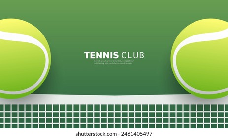 Tennis ball on net, Illustration for Tennis sports concept, Vector Illustration EPS 10