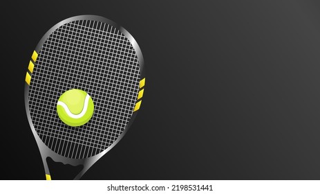 Tennis ball on Tennis racket on black   background , Illustrations for use in online sporting events , Illustration Vector  EPS 10