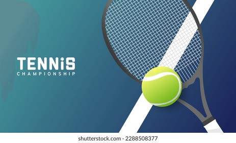 Tennis ball on tennis racket , Simple flat design style  ,Illustrations for use in online sporting events , Illustration Vector  EPS 10