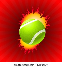 Tennis Ball on Red Background Original Vector Illustration