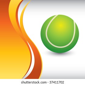 tennis ball on vertical wave background