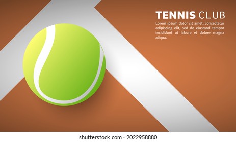 Tennis ball on the white line clay court tennis, , Illustrations for use in online sporting events , Illustration Vector  EPS 10