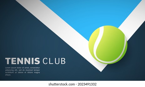 Tennis ball on the white line in the blur tennis court , Illustrations for use in online sporting events , Illustration Vector  EPS 10