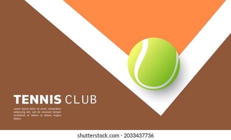 Tennis ball on the  white line clay court tennis, Illustrations for use in online sporting events , Illustration Vector  EPS 10