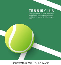 Tennis ball on the white line in the green tennis court , Illustrations for use in online sporting events , Illustration Vector  EPS 10