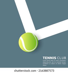 Tennis ball on the white line in the blur tennis court , Illustrations for use in online sporting events , Illustration Vector  EPS 10