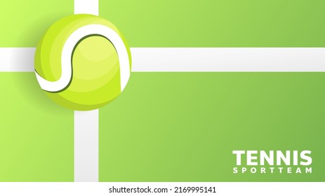 Tennis ball on white line on tennis green court vector with copy space foe text, Modern design, isolated on blue background, illustration Vector EPS 10, can use for tennis Championship Logo