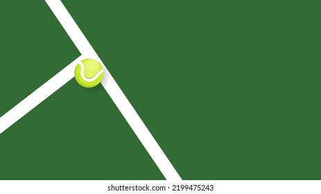 Tennis ball on the white line in the green tennis court , Illustrations for use in online sporting events , Illustration Vector  EPS 10