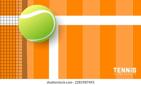 Tennis ball on white line , Simple flat design style  ,Illustrations for use in online sporting events , Illustration Vector  EPS 10