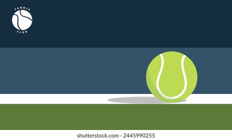 Tennis ball on white line on court tennis ,Illustrations for use in online sporting events , Illustration Vector  EPS 10