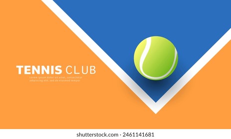 Tennis ball on the  white line clay court tennis, Illustrations for use in online sporting events, Illustration for Tennis sports concept, Vector Illustration EPS 10