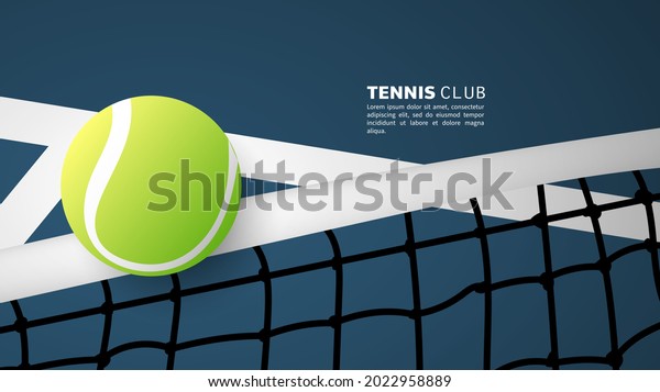 Tennis ball on the on the white net  in blue tennis\
court , Illustrations for use in online sporting events ,\
Illustration Vector  EPS\
10