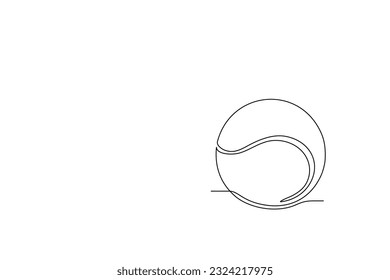 Tennis ball one continuous line art. Single line drawing of tennis equipment. Continuous one line drawing of tennis sport theme with racket and ball Sign and symbol of sports game drawn by single line