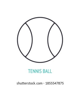 Tennis ball outline icon. Vector illustration. Sports equipment. Inventory for athletic game. Training symbol. Thin line pictogram for user interface. Isolated white background