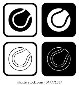 Tennis ball outline icon. Vector illustration